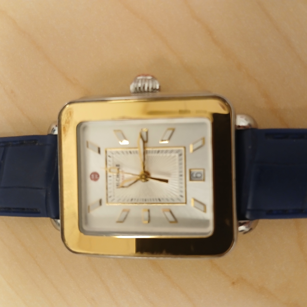 Gold and Blue Square Watch